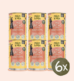 Produktbild von Milo & Mia Lachs & Kartoffel Nassfutter für Hunde - 6 x 400 g