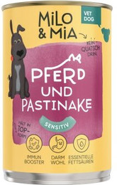 Produktbild von Milo & Mia Pferd & Pastinake Hundenassfutter - 24 x 400 g