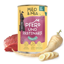 Produktbild von Milo & Mia Pferd & Pastinake Nassfutter für Hunde - 6 x 400 g
