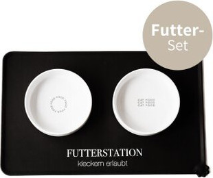 Produktbild von Minty&Marla XXL Futterstation 3er Set Katze schwarz