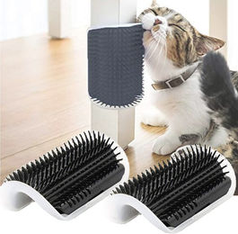 Produktbild von MITUKE 2 Stück Haustier-Katzenbürste, Bürste, Tierbedarf, Katzen-Selbstpflegegerät, Haarentfernungskamm, Fellpflegebürste, Massageartikel mit Katzenminzenbeutel, Katzengesichtspeeling schwarz