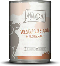 Produktbild von MjAMjAM – ausgewählte Fleischsorten 400g MjAMjAM Hund 6x400g Strauß mit Apfel