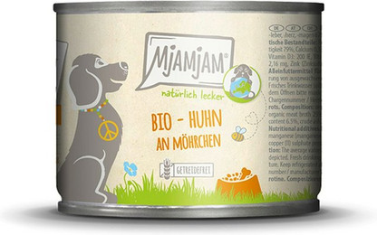 Produktbild von MjAMjAM - BIO für Hund 200g MjAMjAM Hund Sparpaket 12x200g BIO Huhn mit Möhrchen