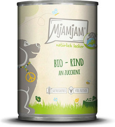 Produktbild von MjAMjAM - BIO für Hund 400g MjAMjAM Hund Sparpaket 12x400g BIO Rind mit Zucchini