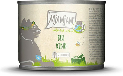 Produktbild von MjAMjAM - BIO fürKatze 200g MjAMjAM Katze Sparpaket 12x200g BIO Rind