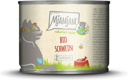 Produktbild von MjAMjAM - BIO fürKatze 200g MjAMjAM Katze Sparpaket 12x200g BIO Schwein