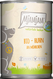 Produktbild von MjAMjAM Bio Huhn mit Karotte Nassfutter für Hunde - 6 x 400 g