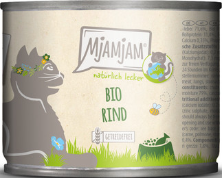 Produktbild von MjAMjAM Bio Katzen-Nassfutter Rind - 6 x 200 g