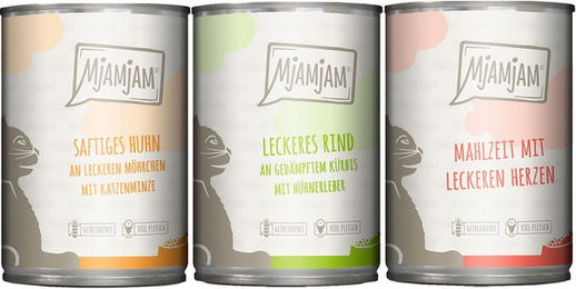 MjAMjAM Cat Mixpaket I Huhn Rind Herzen - 6 x 400 g – Bild 1 von 7