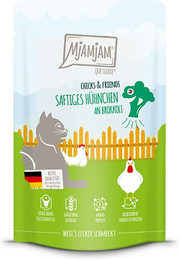 Produktbild von MjAMjAM – Chicks and Friends 125g MjAMjAM Katze Sparpaket 24x125g Chicks und Friend Hühn mit Brokkoli