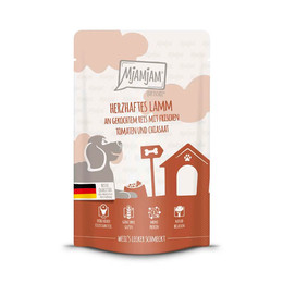 Produktbild von MjAMjAM Dog Herzhaftes Lamm an gekochtem Reis mit frischen Tomaten und Chiasaat - 12 x 125 g