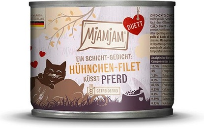 Produktbild von MjAMjAM - Duett 190g MjAMjAM Katze Sparpaket 12x190g DUETT HühnchenFilet mit Pferd