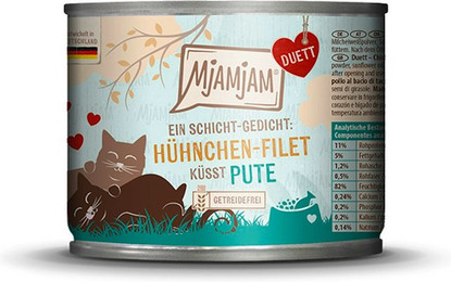 Produktbild von MjAMjAM - Duett 190g MjAMjAM Katze Sparpaket 12x190g DUETT HühnchenFilet mit Pute