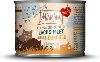 Produktbild von MjAMjAM - Duett 190g MjAMjAM Katze Sparpaket 12x190g DUETT LachsFilet mit Hühnchen