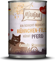 Produktbild von MjAMjAM - Duett 390g MjAMjAM Katze Sparpaket 12x390g DUETT HühnchenFilet mit Pferd