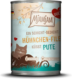 Produktbild von MjAMjAM - Duett 390g MjAMjAM Katze Sparpaket 12x390g DUETT HühnchenFilet mit Pute