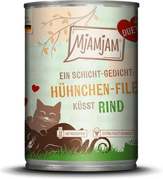 Produktbild von MjAMjAM - Duett 390g MjAMjAM Katze Sparpaket 12x390g DUETT HühnchenFilet mit Rind