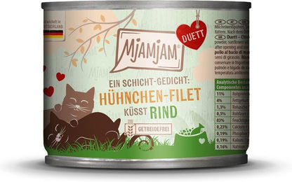 Produktbild von MjAMjAM Duett Hühnchen-Filet küsst Rind Katzen-Nassfutter - 6 x 190 g