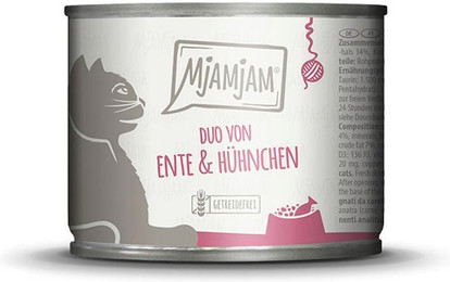 Produktbild von MjAMjAM – DUO 200g MjAMjAM Katze Sparpaket 12x200g DUO Ente und Hühnchen mit Möhrchen