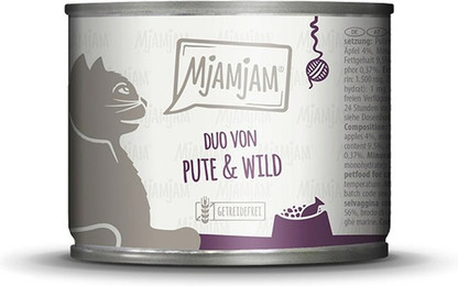 Produktbild von MjAMjAM – DUO 200g MjAMjAM Katze Sparpaket 12x200g DUO Pute und Wild mit Apfel