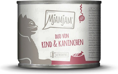 Produktbild von MjAMjAM – DUO 200g MjAMjAM Katze Sparpaket 12x200g DUO Rind und Kaninchen mit Möhre