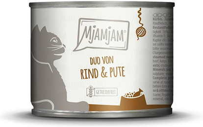 Produktbild von MjAMjAM – DUO 200g MjAMjAM Katze Sparpaket 12x200g DUO Rind und Pute mit Kürbis