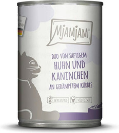 Produktbild von MjAMjAM – DUO 400g MjAMjAM Katze Sparpaket 12x400g DUO Hühnchen und Kaninchen mit Kürbi