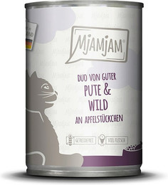 Produktbild von MjAMjAM – DUO 400g MjAMjAM Katze Sparpaket 12x400g DUO Pute und Wild mit Apfel