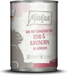 Produktbild von MjAMjAM – DUO 400g MjAMjAM Katze Sparpaket 12x400g DUO Rind und Kaninchen mit Möhrc