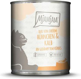 Produktbild von MjAMjAM – DUO 800g MjAMjAM Katze Sparpaket 12x800g Duo Hühnchen und Kalb mit Kürbis