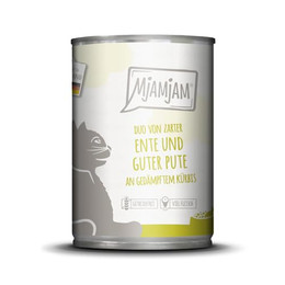 Produktbild von MjAMjAM Duo zarte Ente & gute Pute an gedämpftem Kürbis - 6 x 400 g