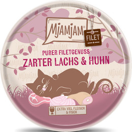 Produktbild von MjAMjAM – filetgenuss 80g MjAMjAM Katze Sparpaket 32x80g Filetgenuss zarter Lachs und Huhn