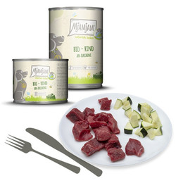 Produktbild von Mjamjam Hunde Nassfutter BIO Rind an Zucchini - 6 x 800 g
