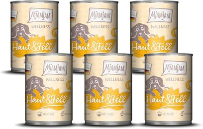 Produktbild von Mjamjam Hunde Nassfutter Wellness Haut & Fell Huhn - 6 x 400 g