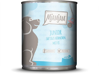 Produktbild von MjAMjAM Junior Huhn und Ei Nassfutter für Welpen - 800 g