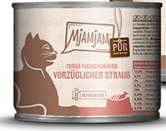 Produktbild von MjAMjAM Katze 6x200g  Purer Fleischgenuss Strauß