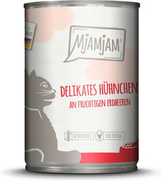 Produktbild von MjAMjAM Katze Sparpaket 12x400g  delikates Hühnchen mit Erdbeeren