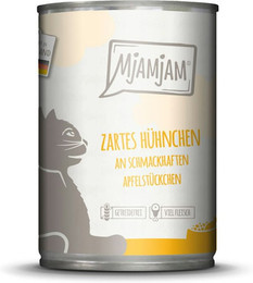 Produktbild von MjAMjAM Katze Sparpaket 12x400g  zartes Hühnchen mit Apfelstückchen