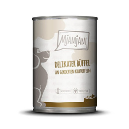 Produktbild von Mjamjam Katzen Nassfutter delikater Büffel an gekochten Kartoffeln - 6 x 400 g