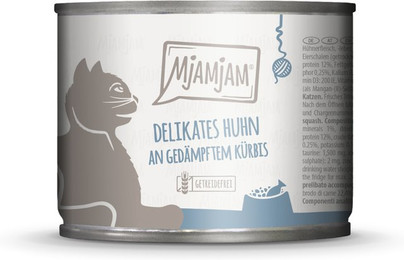 Produktbild von MjAMjAM Katzen Nassfutter delikates Huhn an gedämpftem Kürbis - 6 x 200 g
