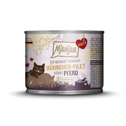 Produktbild von MjAMjAM Katzen Nassfutter Duett Hühnchen-Filet küsst Pferd - 6 x 190 g