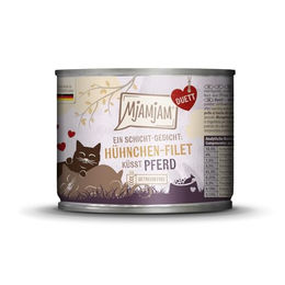 Mjamjam Katzen Nassfutter Duett Hühnchen-Filet küsst Pferd - 6 x 190 g – Bild 1 von 6