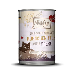 Produktbild von MjAMjAM Katzen Nassfutter Duett Hühnchen-Filet küsst Pferd - 390 g