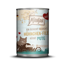 Produktbild von MjAMjAM Katzen Nassfutter Duett Hühnchen-Filet küsst Pute - 6 x 390 g