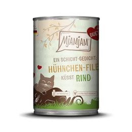 Produktbild von MjAMjAM Katzen Nassfutter Duett Hühnchen-Filet küsst Rind - 390 g