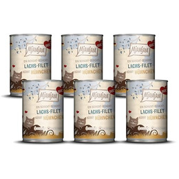 Produktbild von MjAMjAM Katzen Nassfutter Duett Lachsfilet küsst Hühnchen - 6 x 390 g