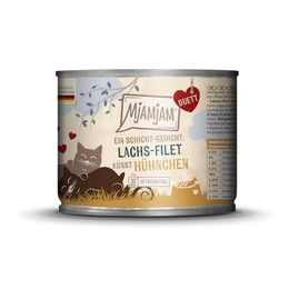 Produktbild von MjAMjAM Katzen Nassfutter Duett Lachsfilet küsst Hühnchen - 190 g