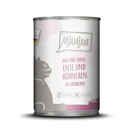 Produktbild von MjAMjAM Katzen Nassfutter DUO Ente & Hühnchen an Möhrchen - 24 x 400 g
