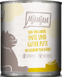 Produktbild von MjAMjAM Katzen Nassfutter Duo Ente & Pute mit Kürbis - 800 g