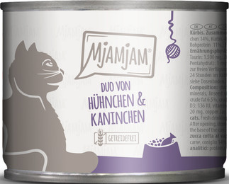 Produktbild von MjAMjAM Katzen Nassfutter DUO Hühnchen & Kaninchen an Kürbis - 6 x 200 g